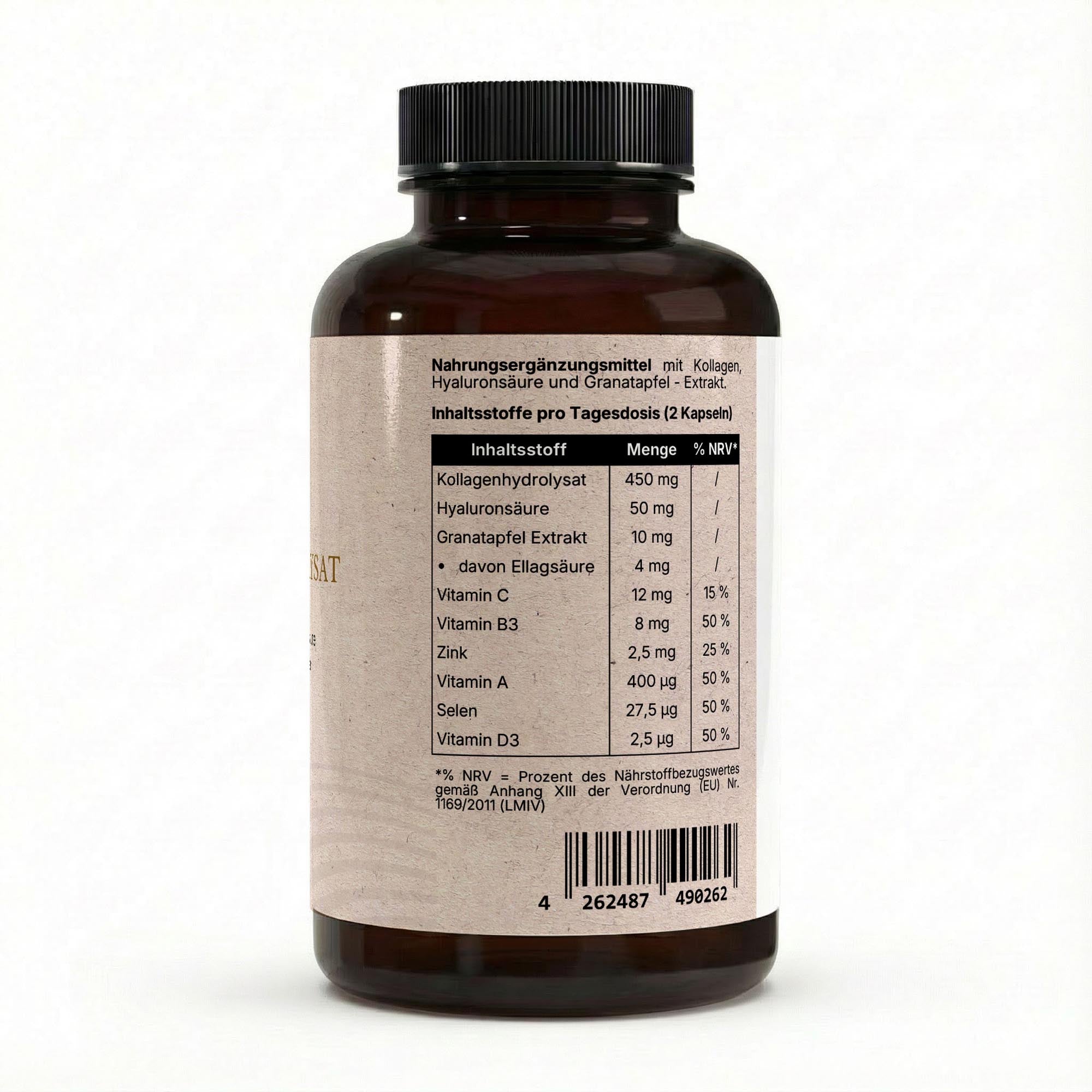 VELIA Kollagenhydrolysat Komplex – Nährstofftabelle und Produktdaten